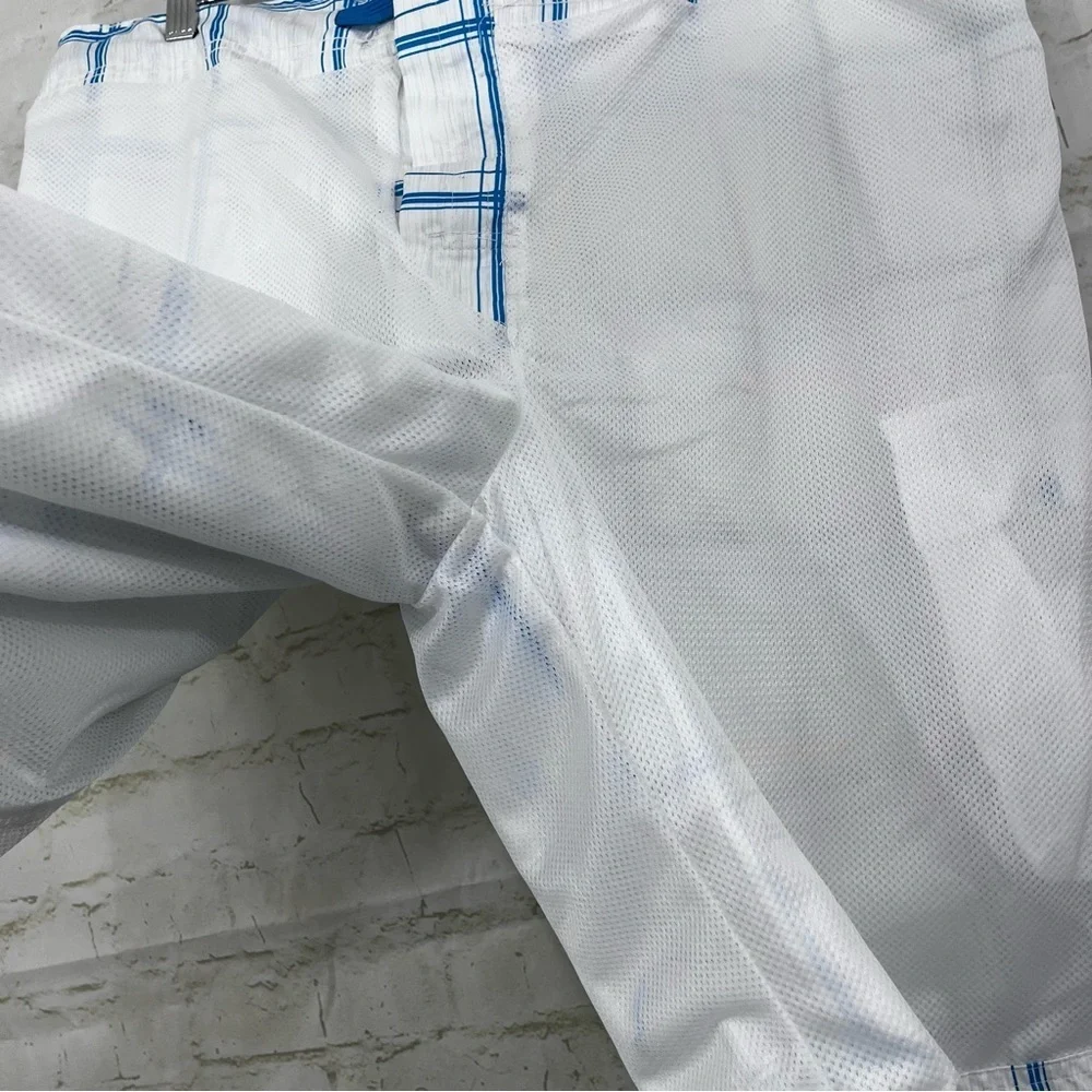 OP Mens White Check Beach Swim Trunks